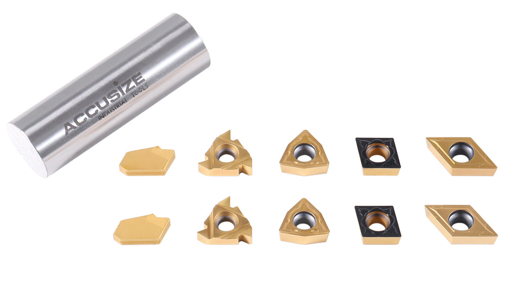 2 Pc of Each Style of Carbide Inserts for 9-Pc Indexable Carbide Turni