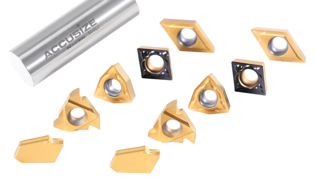2 Pc of Each Style of Carbide Inserts for 9-Pc Indexable Carbide Turni