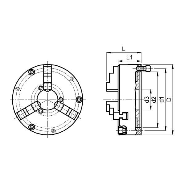 VSC-12A 3 Jaw Self-Centering Chuck