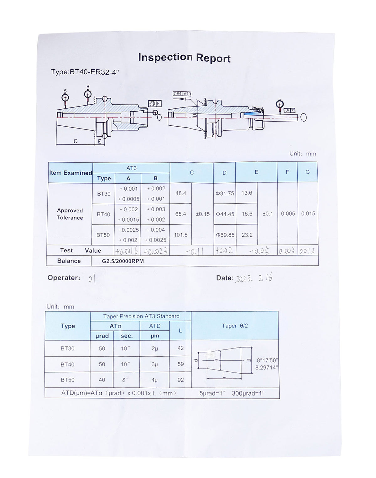Pince à bride V de qualité supérieure CAT40 et BT40 à ER, équilibré à 20 000 tr/min à G2,5