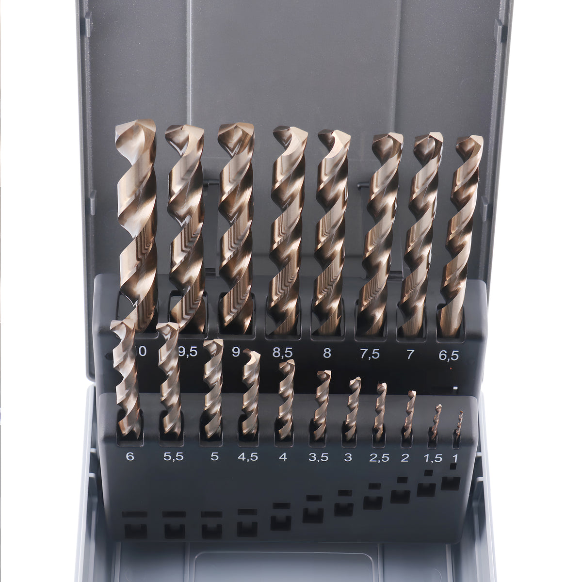 Accusize M35 Cobalt Metric Drill Set 1-10 mm by 0.5 mm, 19 Pc