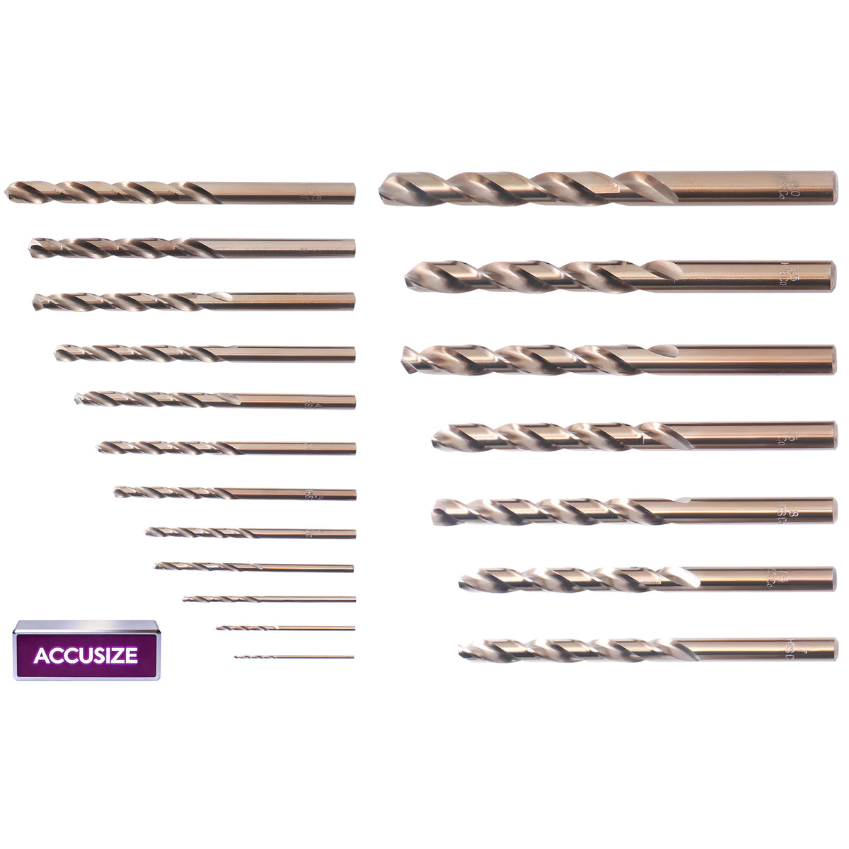 Accusize M35 Cobalt Metric Drill Set 1-10 mm by 0.5 mm, 19 Pc