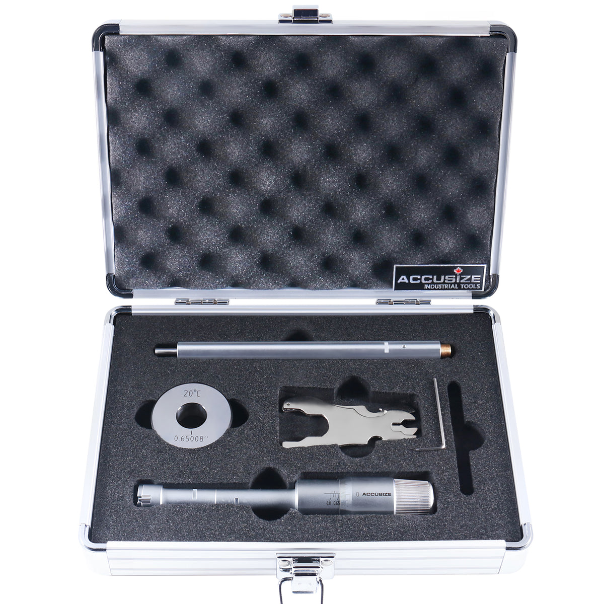 Accusize 1-2'' Inside Micrometer In Fitted Case, Satin Chrome Finish
