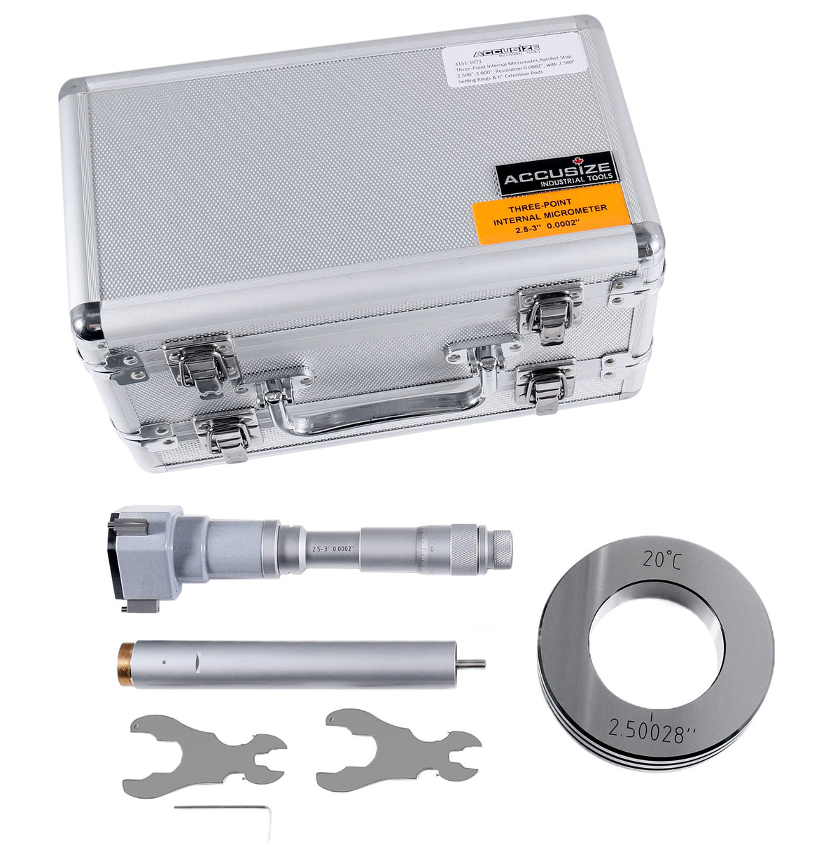 2.5'' to 3.0'' Three-Point Internal Micrometer, Ratchet Stop, 3151-1071