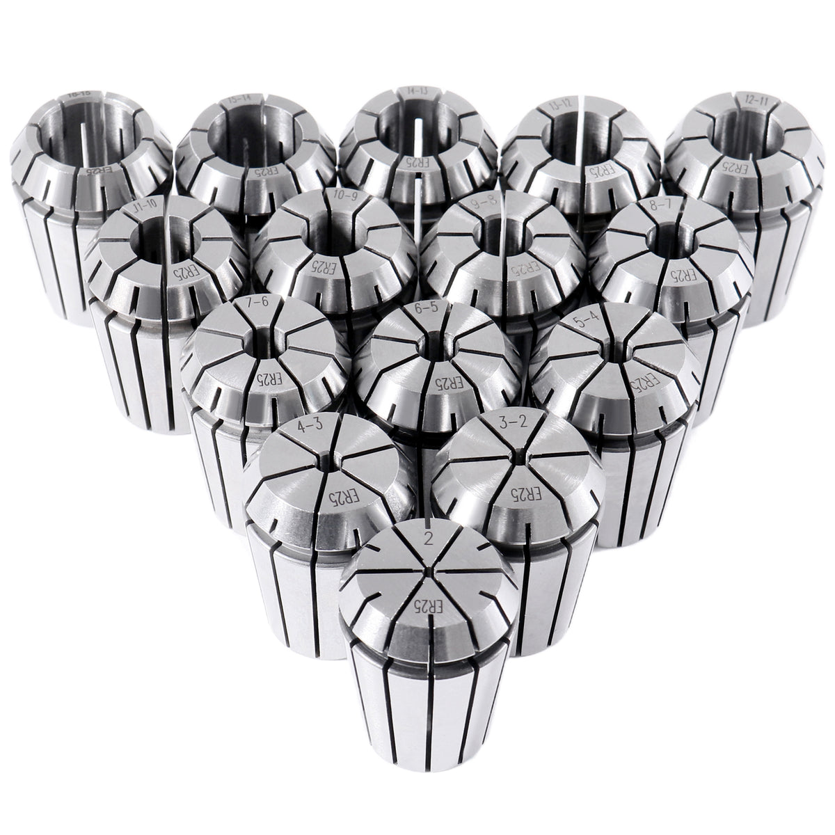 Metric Er Collet 2 mm to 16 mm by 1 mm Er-25 Collet 15 Pc, 3350-0584
