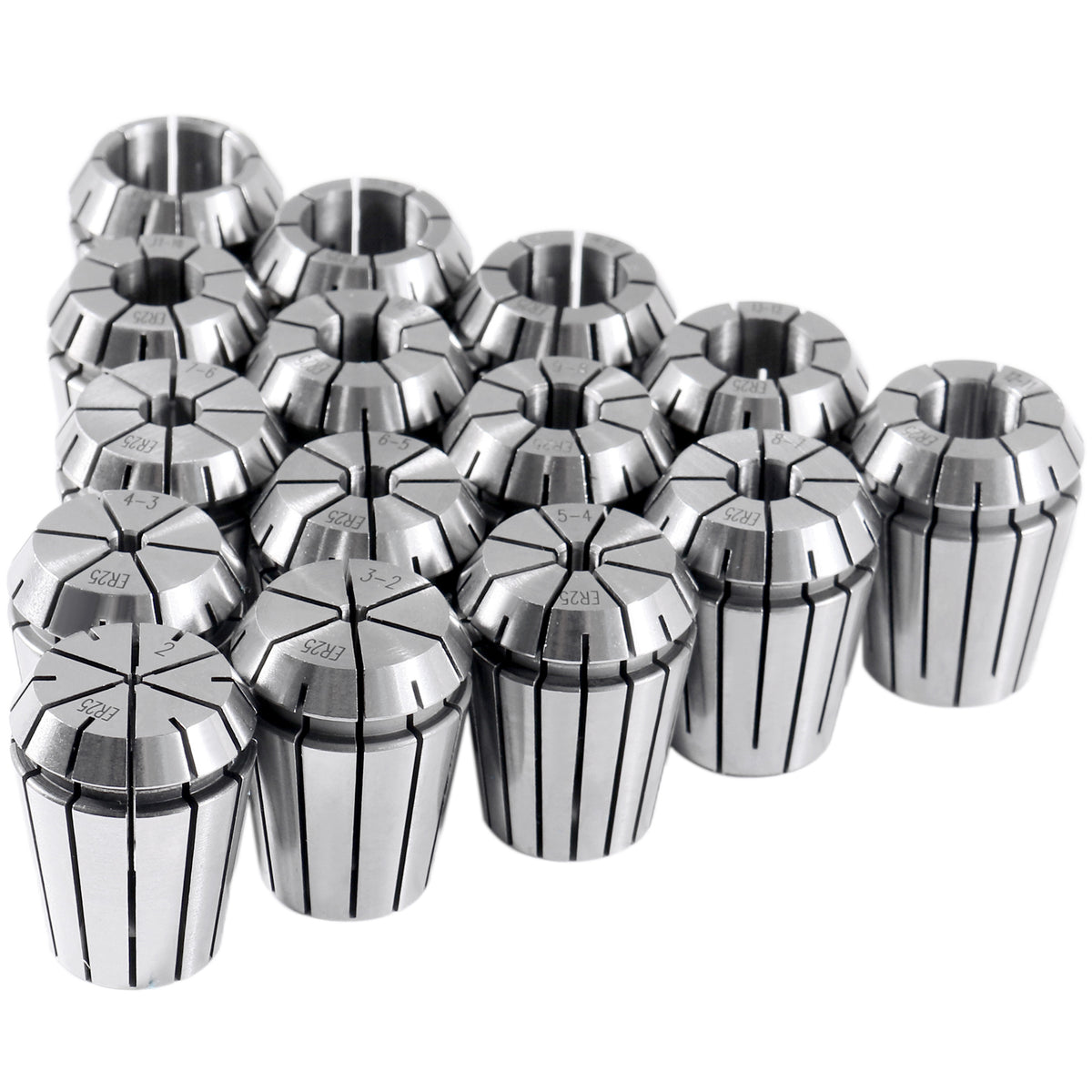 Metric Er Collet 2 mm to 16 mm by 1 mm Er-25 Collet 15 Pc, 3350-0584