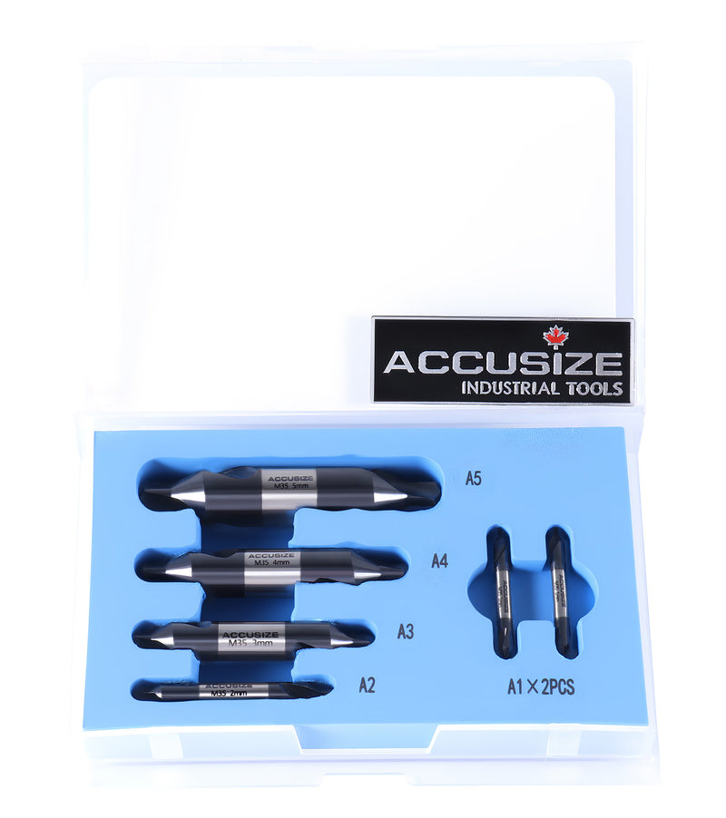 6pc M35 (H.S.S. +5% Cobalt) TiALN Coated Center Drill Set