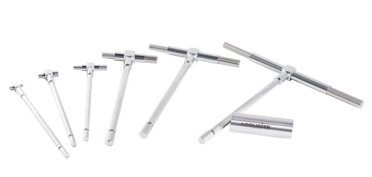 Ensemble de micromètres extérieurs ultra-précis de 6 pièces (0-1 po, 1-2", 2-3" 3-4", 4-5" et 5-6") Plus un socle de micromètre portatif et un ensemble de jauges télescopiques de 6 pièces, 0906-C153