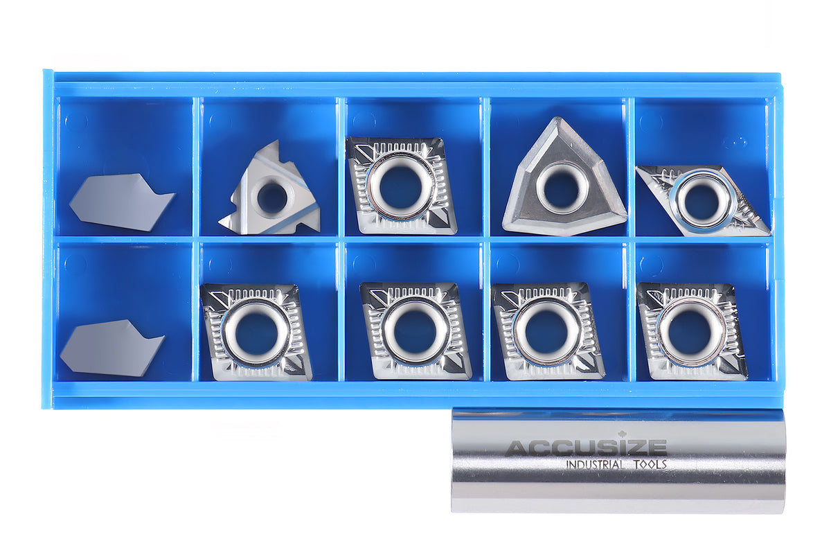 Replacement Inserts Set (10 pcs/set) for 9 pcs Indexable Carbide Turning Tool and Boring Bar Set, for Cutting Aluminum