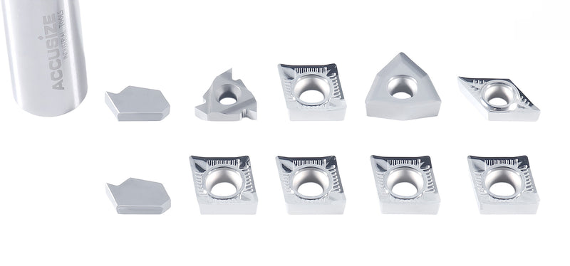 Replacement Inserts Set (10 pcs/set) for 9 pcs Indexable Carbide Turning Tool and Boring Bar Set, for Cutting Aluminum