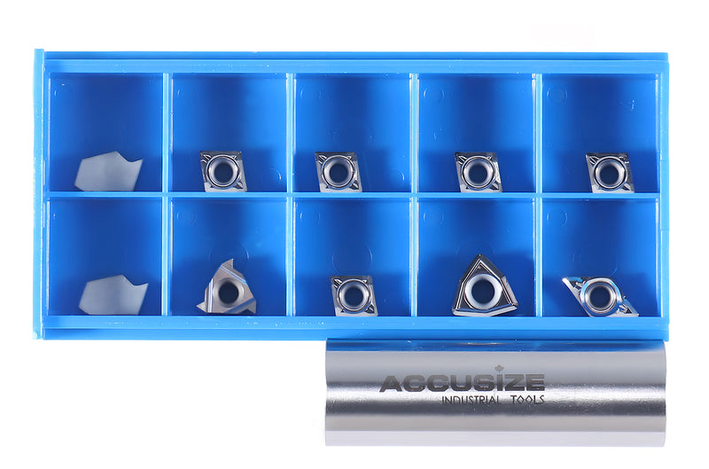 Replacement Inserts Set (10 pcs/set) for 9 pcs Indexable Carbide Turning Tool and Boring Bar Set, for Cutting Aluminum