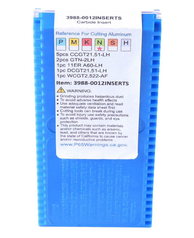 Replacement Inserts Set (10 pcs/set) for 9 pcs Indexable Carbide Turning Tool and Boring Bar Set, for Cutting Aluminum