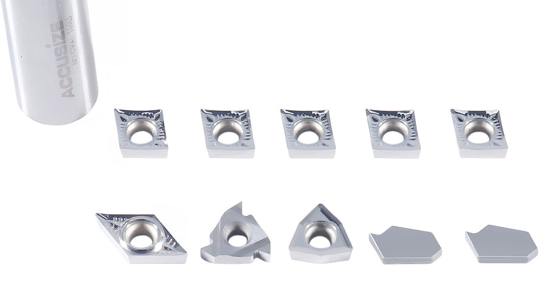Replacement Inserts Set (10 pcs/set) for 9 pcs Indexable Carbide Turning Tool and Boring Bar Set, for Cutting Aluminum