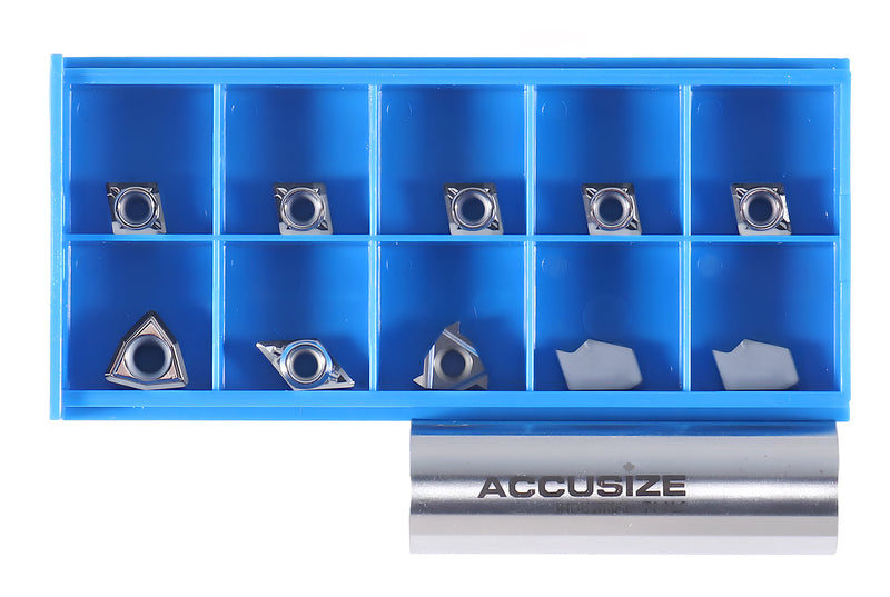 Replacement Inserts Set (10 pcs/set) for 9 pcs Indexable Carbide Turning Tool and Boring Bar Set, for Cutting Aluminum