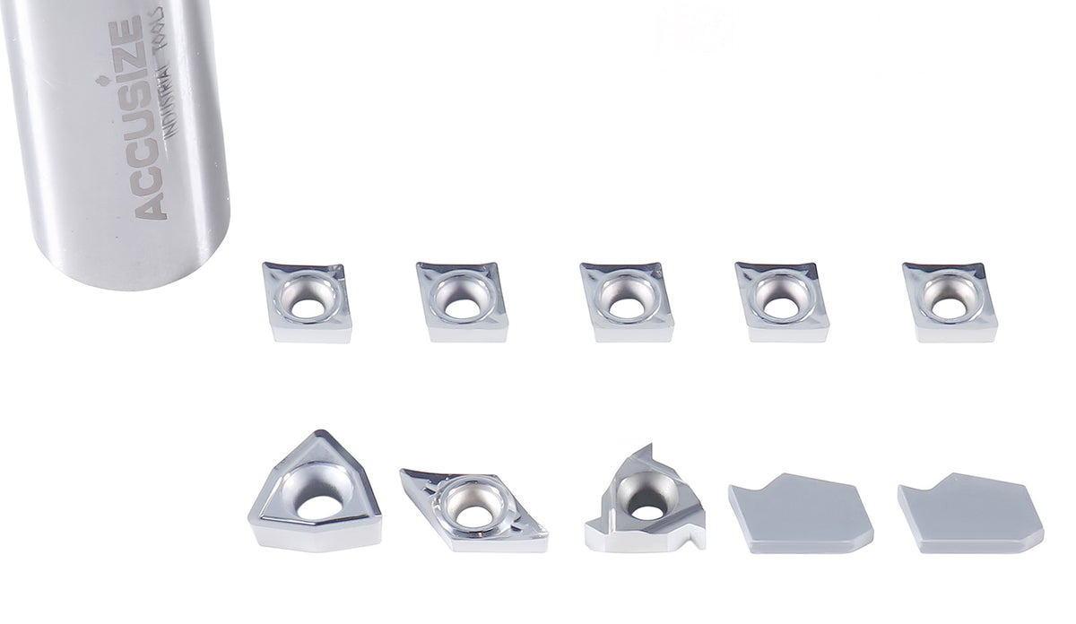 Replacement Inserts Set (10 pcs/set) for 9 pcs Indexable Carbide Turning Tool and Boring Bar Set, for Cutting Aluminum