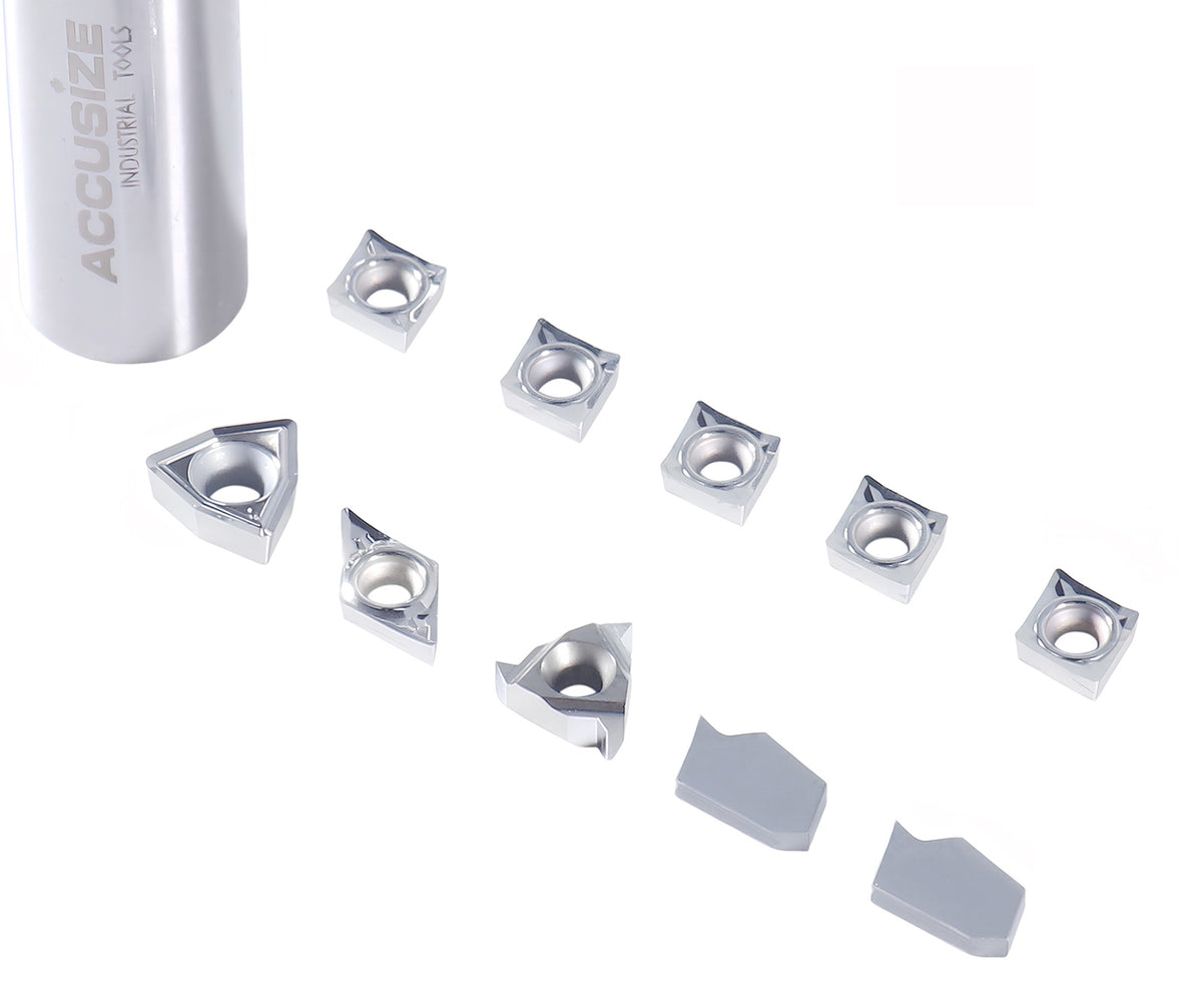 Replacement Inserts Set (10 pcs/set) for 9 pcs Indexable Carbide Turning Tool and Boring Bar Set, for Cutting Aluminum