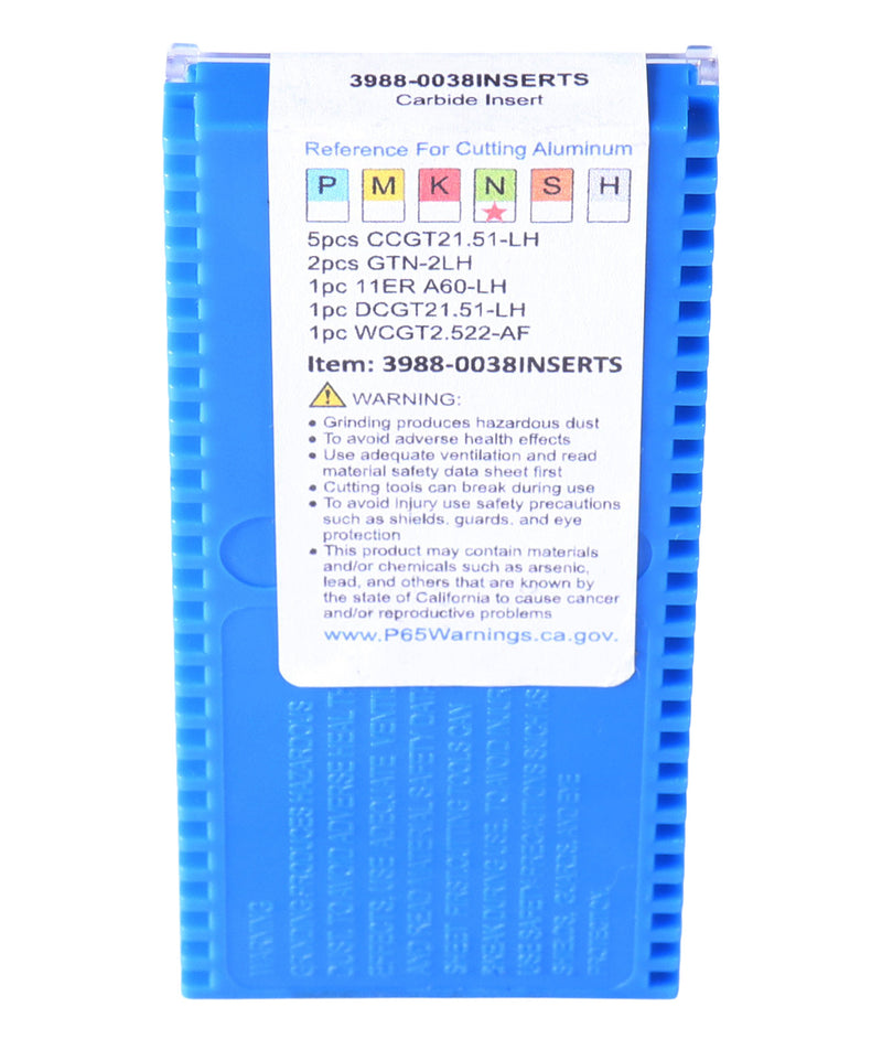 Replacement Inserts Set (10 pcs/set) for 9 pcs Indexable Carbide Turning Tool and Boring Bar Set, for Cutting Aluminum