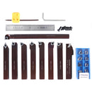 5/8" Shank 9-Piece Indexable Turning & Boring Tool Set, Uncoated Sharp-Edge Inserts for Aluminum, 3988-0058