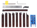 5/8" 9 Pieces/Set, Indexable Carbide Turning Tools and Boring Bar, for Cutting Aluminum, 3988-0058