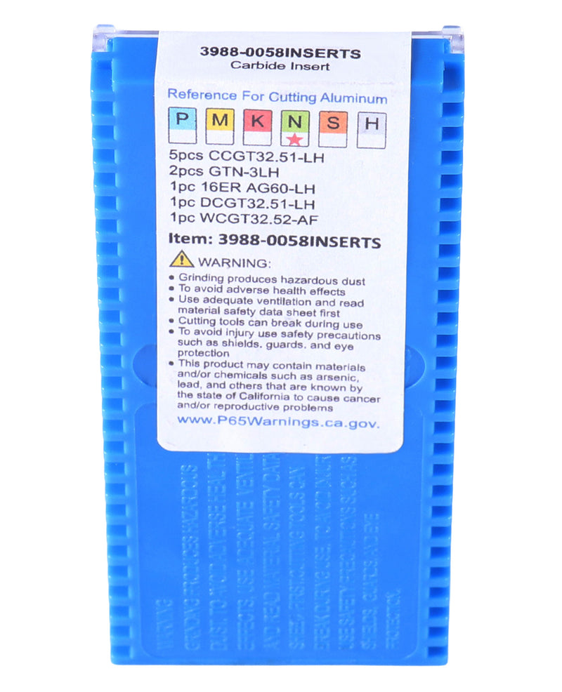 Replacement Inserts Set (10 pcs/set) for 9 pcs Indexable Carbide Turning Tool and Boring Bar Set, for Cutting Aluminum