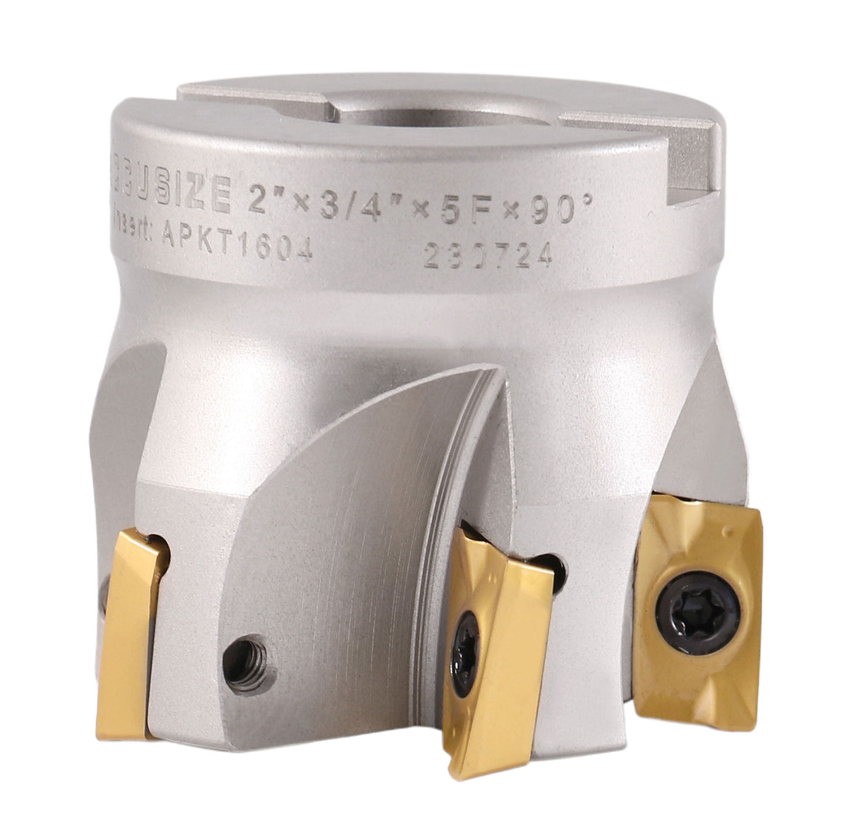 2'' by 3/4'' 90 Deg Square Shoulder Indexable Face Mill with 5 Pcs Apkt1604 Carbide Inserts, 4508-0012