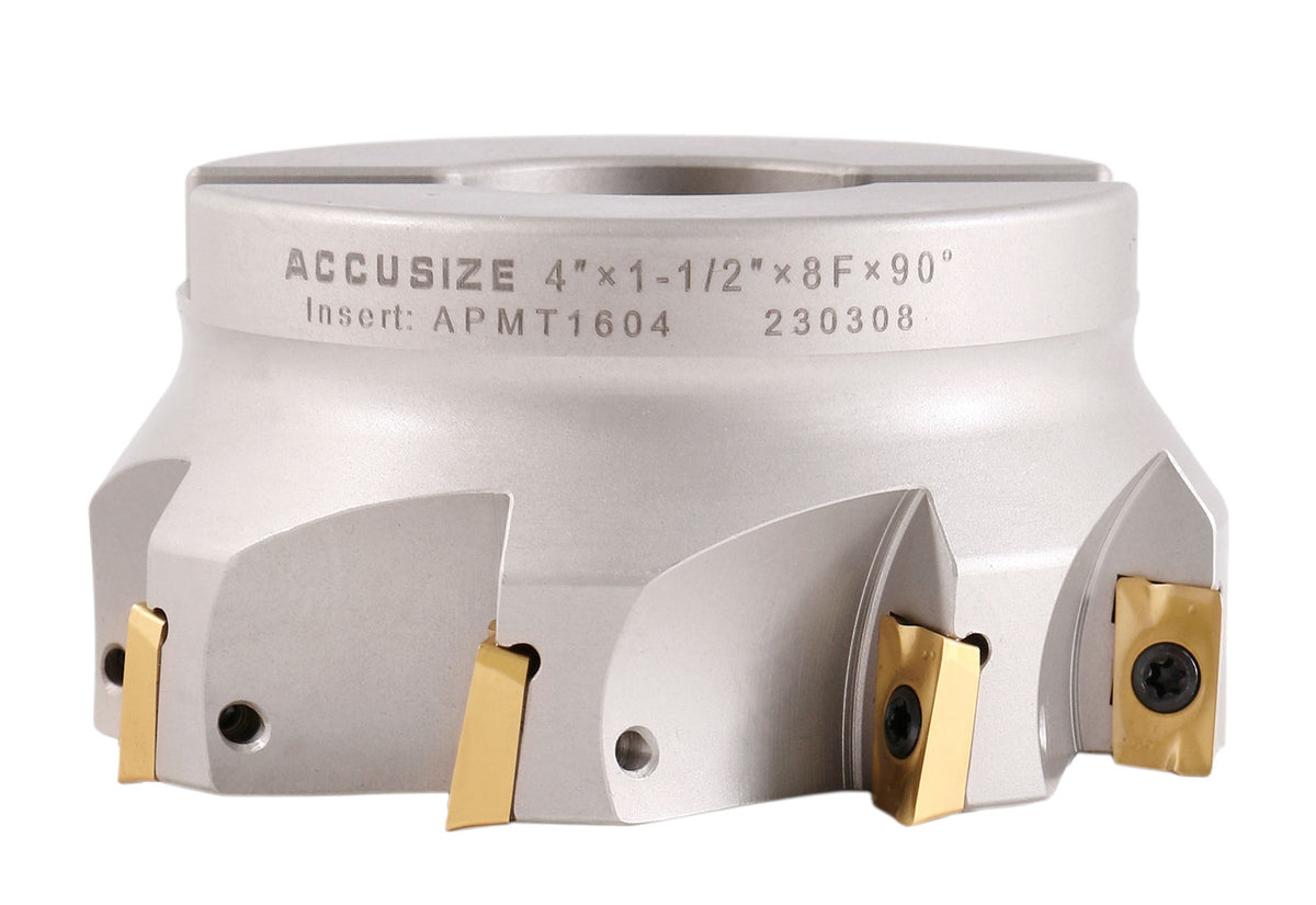 4508-0020B, 4" x 1-1/2" 90 Deg. Fraise à épaules carrées indexables avec inserts APKT1604