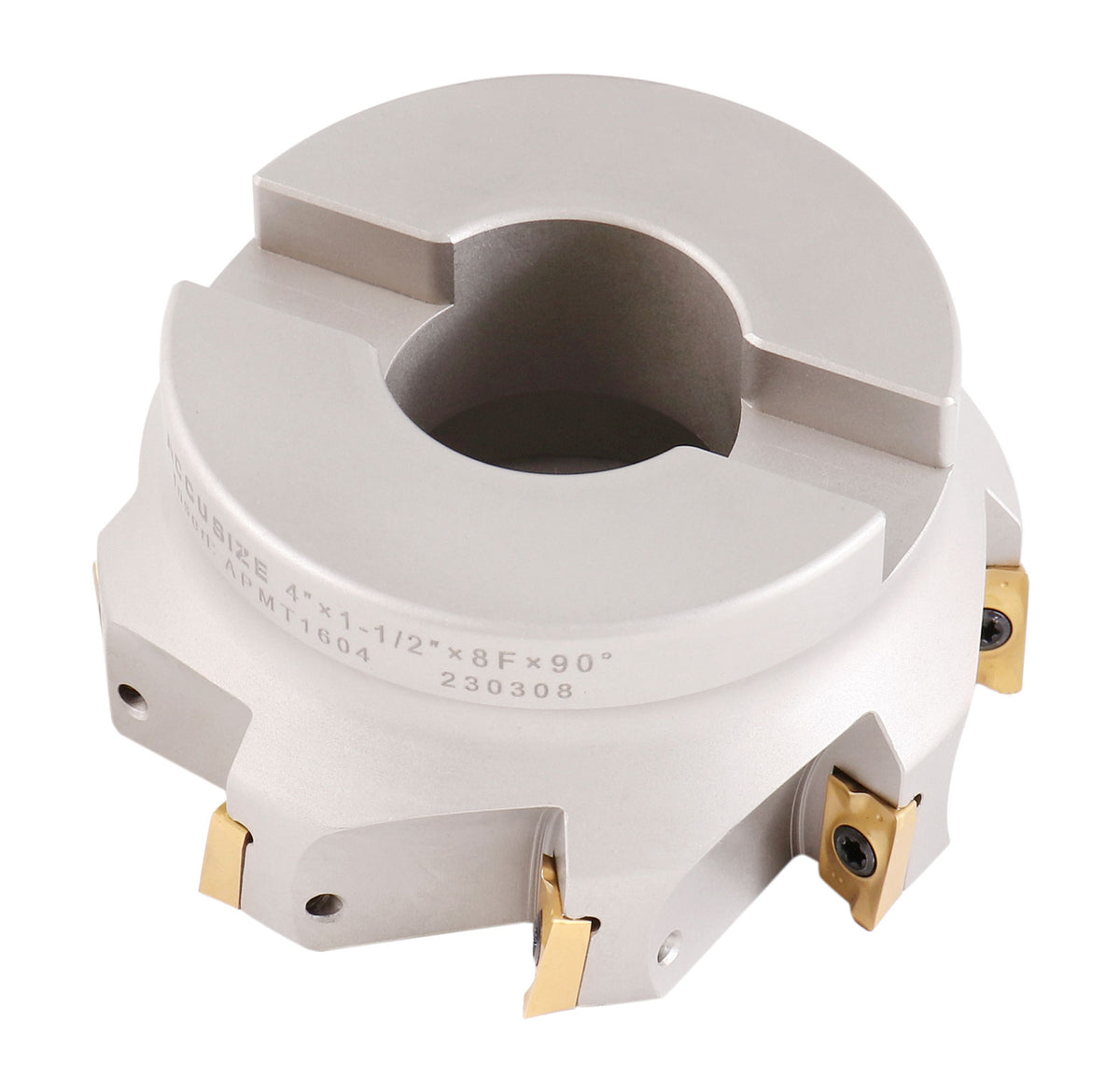 4508-0020B, 4" x 1-1/2" 90 Deg. Fraise à épaules carrées indexables avec inserts APKT1604