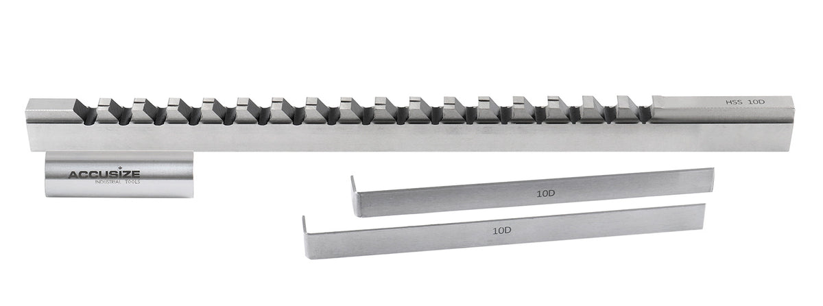 10mm Style D, H.S.S. Keyway Broach, Length of Cut: 1-6'', 2 Shims, 5001-0016
