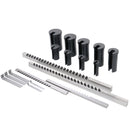 - No.10 HSS Keyway Broach Set, 18 Pcs with Precision Ground Teeth, Includes 4 Broaches & 9 Bushings, 5100-0010