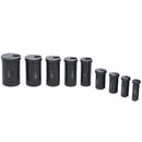 - No.10 HSS Keyway Broach Set, 18 Pcs with Precision Ground Teeth, Includes 4 Broaches & 9 Bushings, 5100-0010