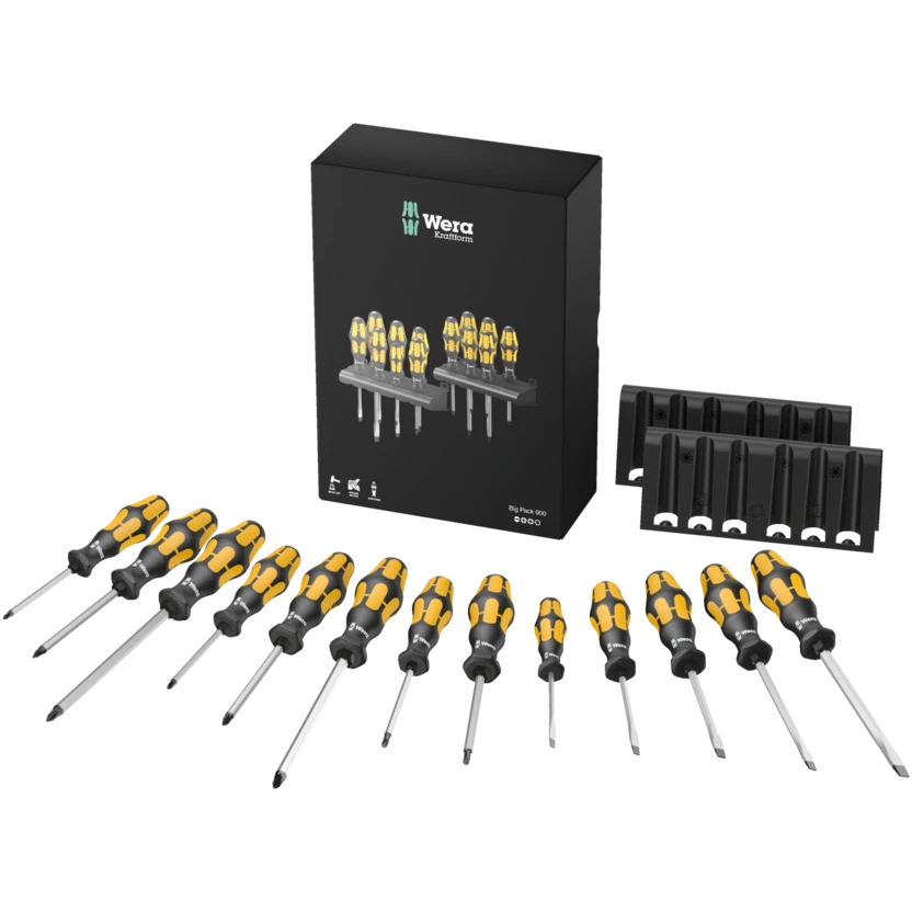 Wera Big Pack 900 Jeu de tournevis Kraftform Wera : Tournevis et rack, 13 pièces