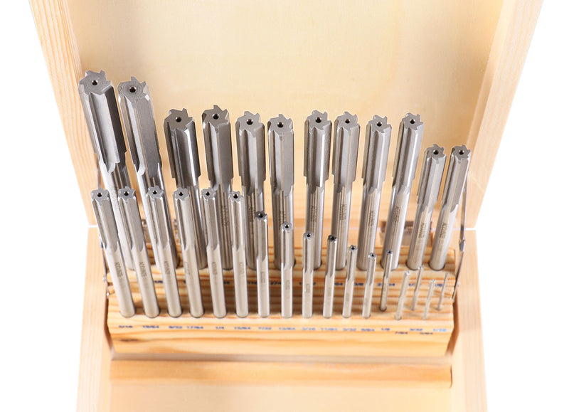 29 Pc 1/16'' to 1/2'' by 1/64'' H.S.S. Chucking Reamer Set, Straight Flute, Right Hand Cut, 5500-SF00