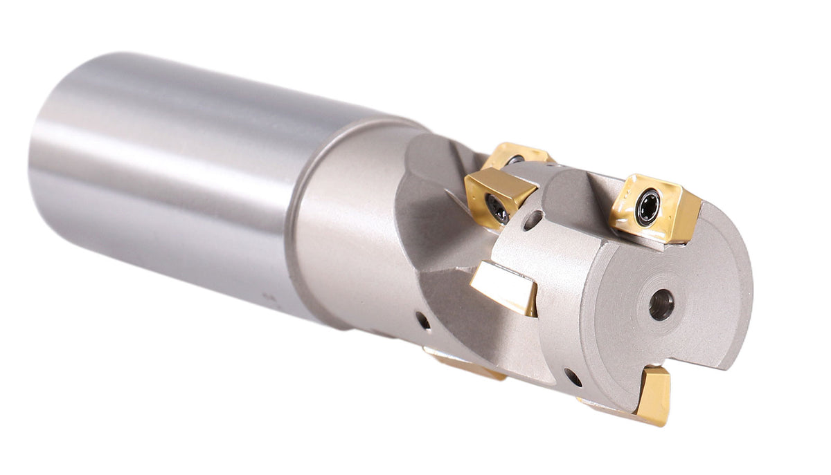 1'' Heavy Duty Helical Indexable Weldon Shank End Mill, Apkt11t3 Carbide Inserts, 1'' by 1'' by 4-1/4'', 5508-0002