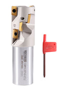 1-3/4'' Indexable Weldon Shank End Mill, Heavy Duty Cut, Apkt1604 Inserts, Shank 1-1/2'', Oal 5-1/2'', Flute Length 2-1/4''