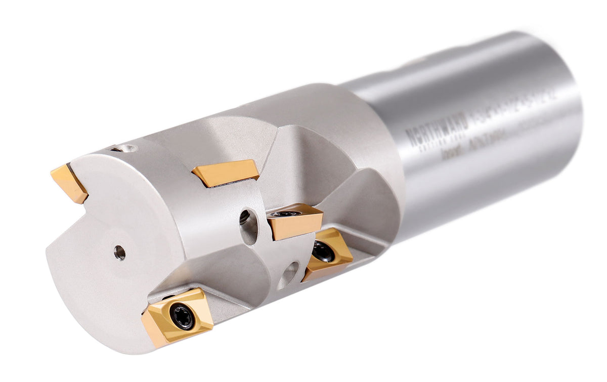 1-3/4'' Indexable Weldon Shank End Mill, Heavy Duty Cut, Apkt1604 Inserts, Shank 1-1/2'', Oal 5-1/2'', Flute Length 2-1/4''