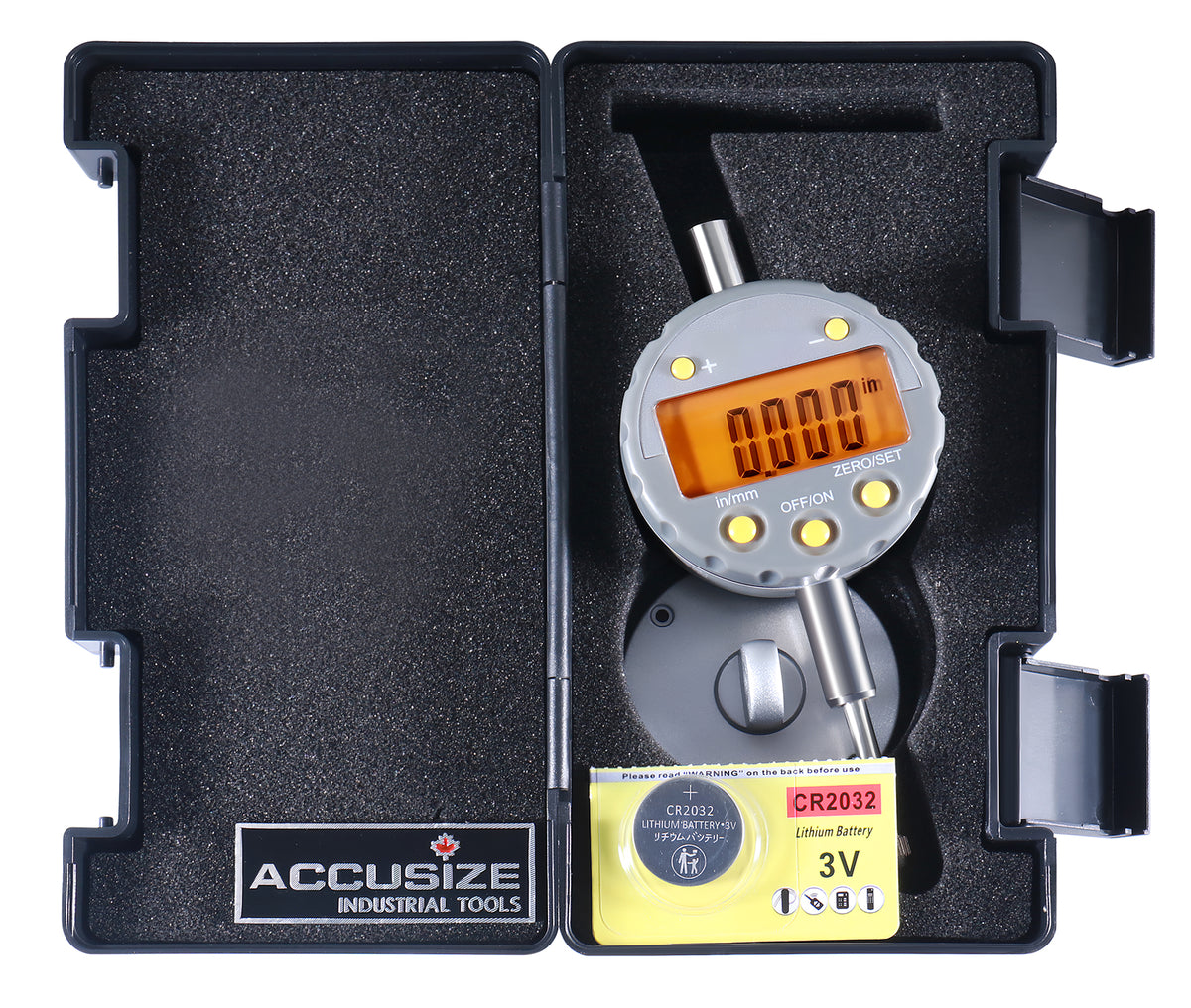 25 mm/1'' by 0.01 mm/0.0005'' Yellow Lcd Digital Indicator, 6110-1368