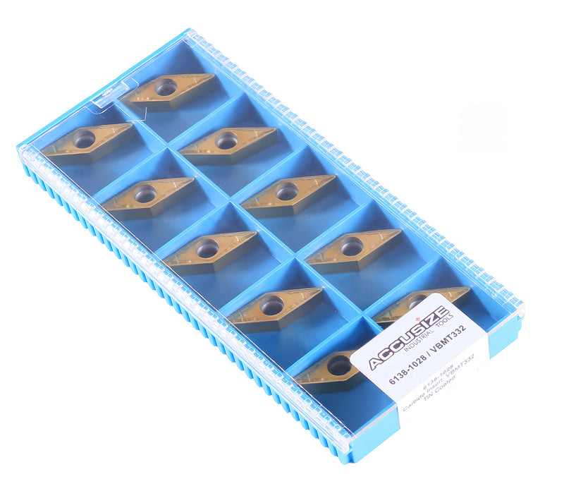 VBMT332, Carbide Inserts, TiN Coated, 10 Pcs/Set