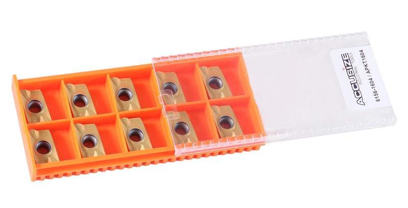 Tin Coated APKT1604 Carbide Inserts, Set of 10 Pieces, 6156-1604x10