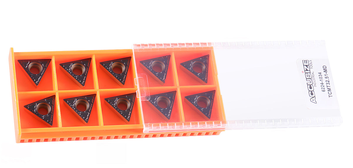 TCMT32.51 Cvd Coated Carbide Inserts, Black and Yellow, 10 Pcs/Box, 6224-1034