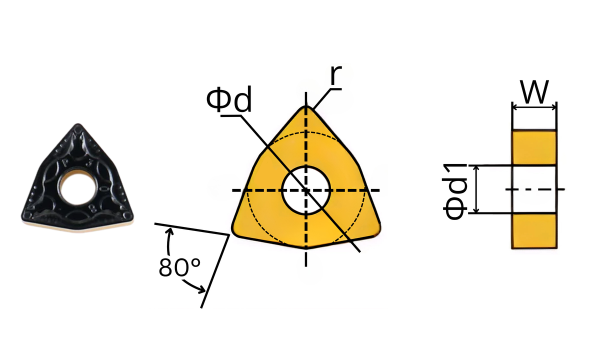 Carbide inserts, CVD Coating, WNMG, Black/Yellow, 10 ps/box