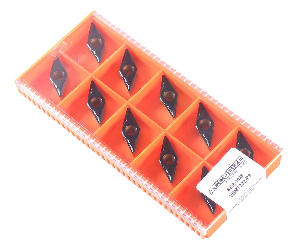 Vbmt332 Cvd Coated Carbide Inserts, Black and Yellow, 10 Pcs/Box, 6238-1028