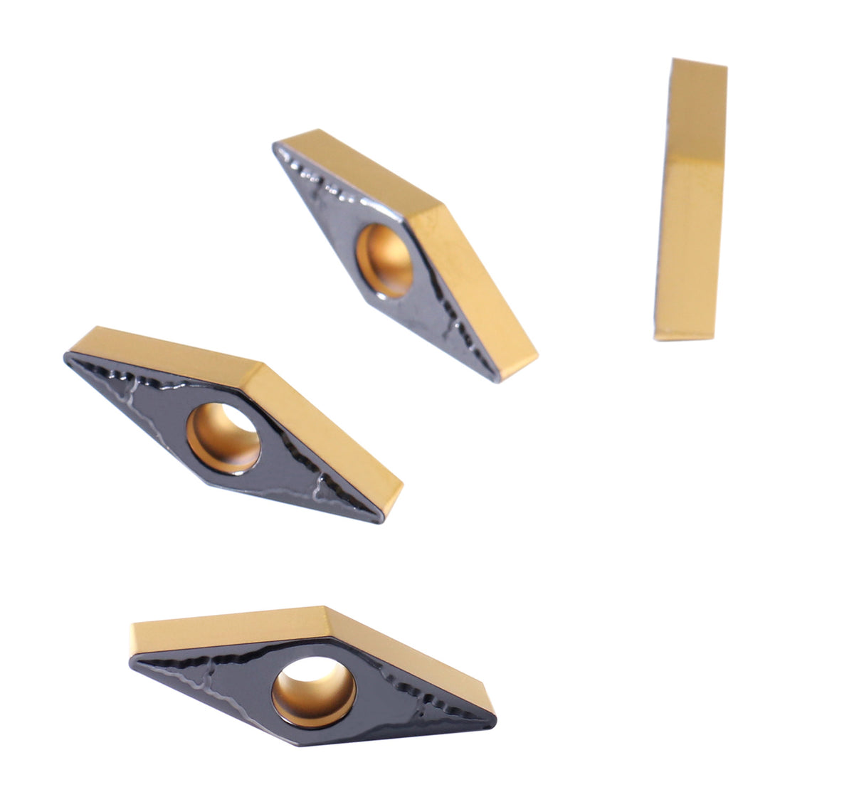 Vbmt332 Cvd Coated Carbide Inserts, Black and Yellow, 10 Pcs/Box, 6238-1028