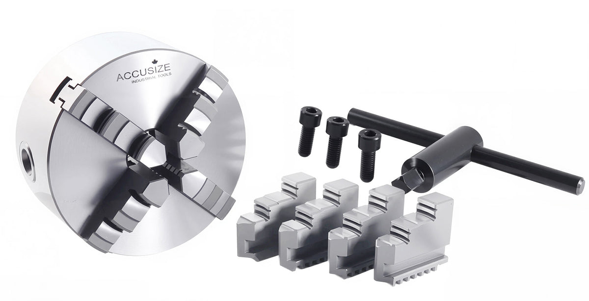 5"/125mm High Precision 4-Jaw Self-Centering Lathe Chuck, 6557-0005