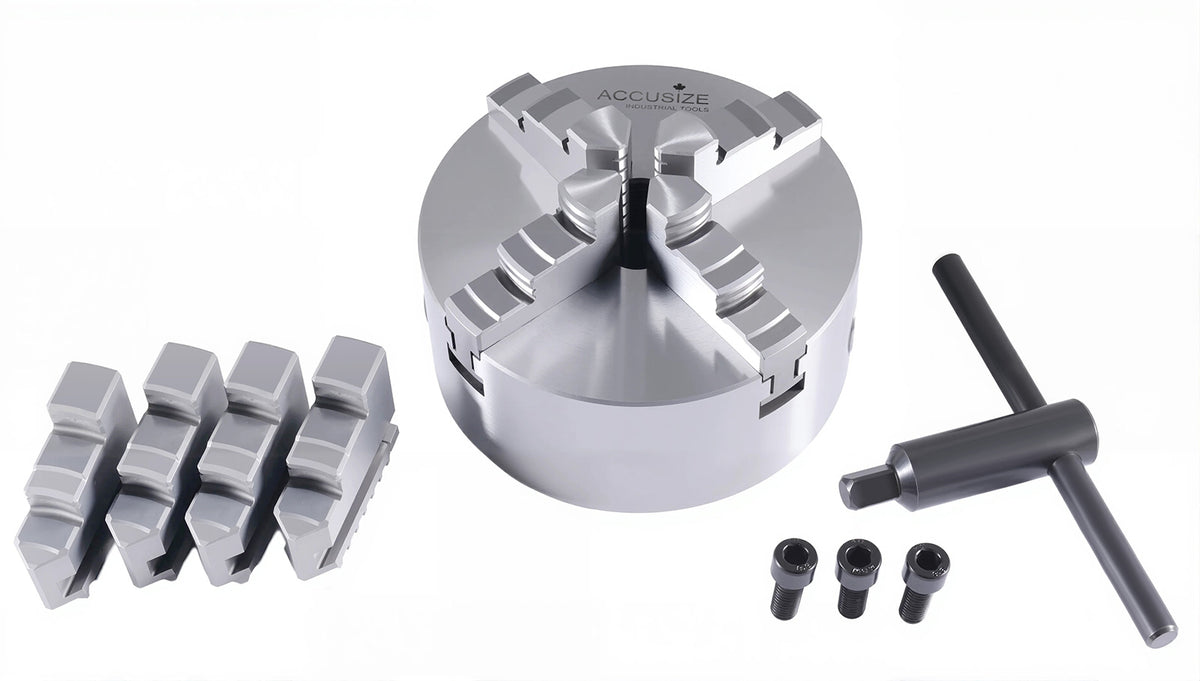5"/125mm High Precision 4-Jaw Self-Centering Lathe Chuck, 6557-0005
