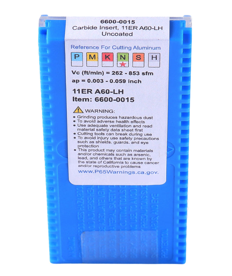 11ER A60-LH, 16ER A60-LH, Carbide Threading Inserts for Cutting Aluminum , 10 Pcs/Box