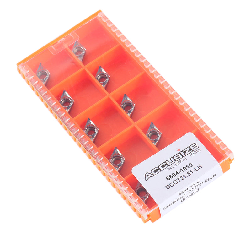 DCGT Carbide Inserts uncoated, cutting Aluminum, 10 Pcs/Box