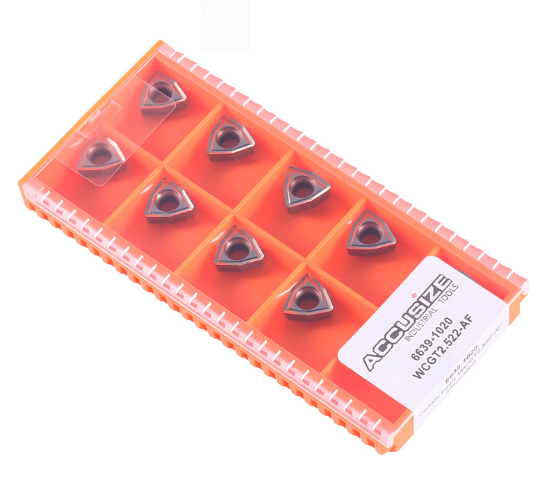 WCGT Inserts, Uncoated, Carbide, for Cutting Aluminum, 10 Pcs/Set