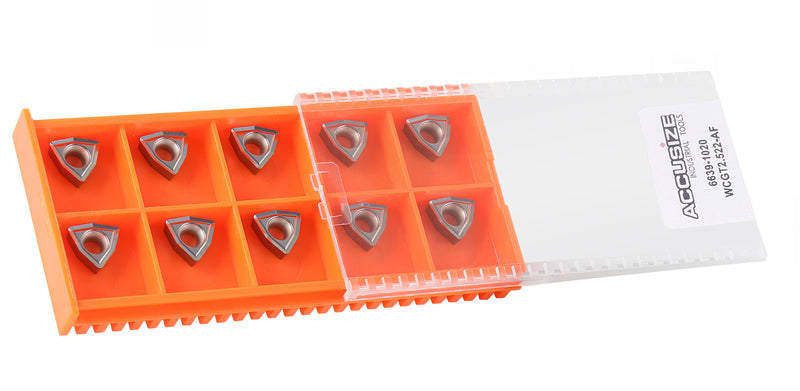 WCGT Inserts, Uncoated, Carbide, for Cutting Aluminum, 10 Pcs/Set