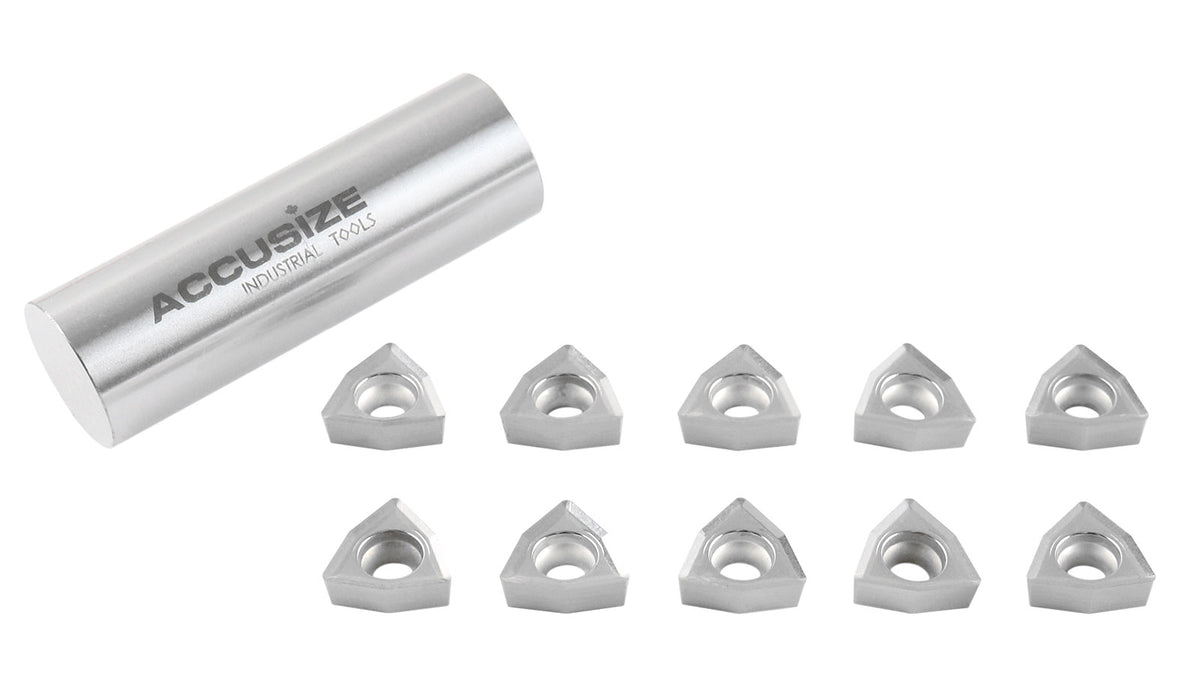 WCGT Inserts, Uncoated, Carbide, for Cutting Aluminum, 10 Pcs/Set