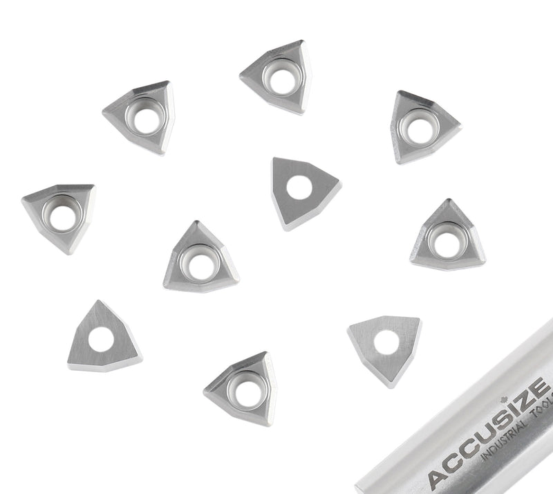 WCGT Inserts, Uncoated, Carbide, for Cutting Aluminum, 10 Pcs/Set